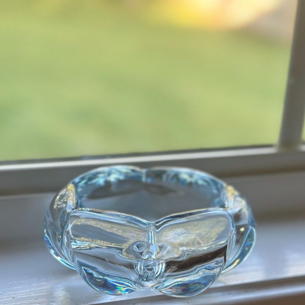 Vintage Orrefors Sweden Stella Polaris Crystal Bowl, Pale Icy Blue